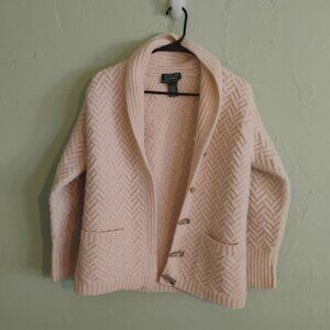 Ralph Lauren 100% Wool Cable Knit sweater/Coat Toggle Buttons Cream Sz L